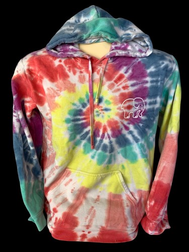 OFF WHITE Felpa con cappuccio oversize IVORY ELLA Rainbow Tie Dye donna taglia small