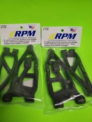 RPM 81572 81602 Front  Black A-Arms Arrma 6s Kraton Outcast fireteam V5 & EXB - Image 1 of 1