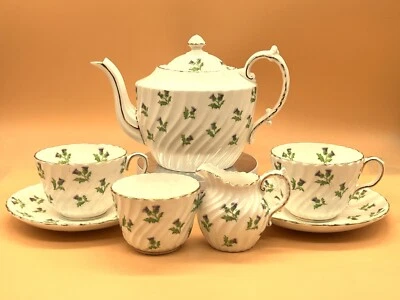 Antique Aynsley China Purple Thistle tea set for 2. 15287. - Image 1 of 4