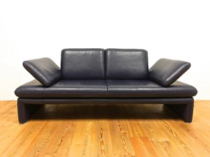 Willi Schillig Design Zweisitzer Sofa Funktion Leder Couch Blau - Picture 1 of 10