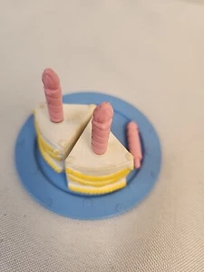 G1 My Little Pony Birthday VTG Cake 2 Slices 3 Candles & Plate - Picture 1 of 4