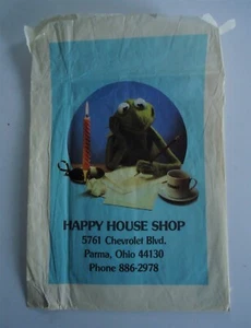 Kermit The Frog Miss Piggy Hallmark Muppets 1980 Card Gift Shop Bag Parma OH - Picture 1 of 2