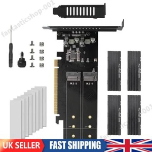 M.2 NVME Expansion Card Key PCIE 3.0 X16 SSD Riser Card 4 Slot (4pcs Heatsink) - Afbeelding 1 van 12