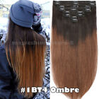 Extra Thick Clip In Human Hair Extensions Double Weft Remy Full Head 170G-24" Us