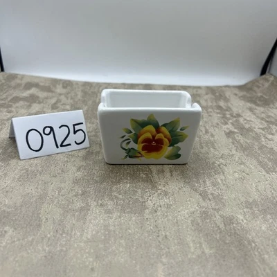 Corelle SUMMER BLUSH Sugar Packet Sweetener Holder Yellow Flower Stoneware - Image 1 of 4