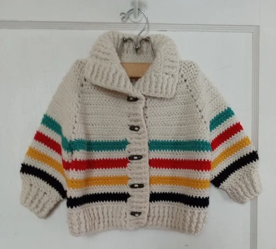 Cárdigan Hecho a Mano Estilo "Pendleton/Hudson Bay" Botón Palanca Recién Hecho 4T Foto 1 de 4