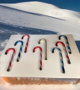 8 adornos navideños Kentlee Candy CANE a rayas de vidrio Alemania varios colores - Imagen 1 de 14