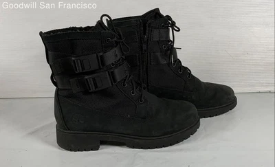 Botas clásicas de combate Timberland de cuero negras con cordones para mujer talla 6 Foto 1 de 4
