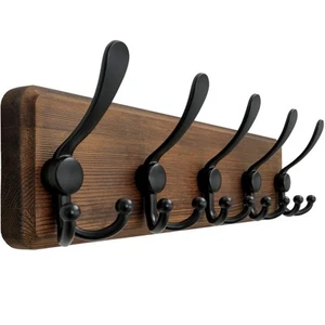 Garderobe Wandmontage - 5 Tri Haken, Schwerlast, Holz Wandgarderobe Aufhänger Coa... - Bild 1 von 8