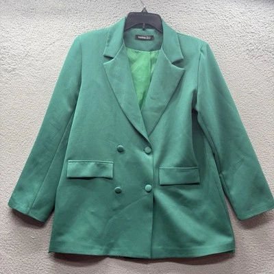 Blazer Boohoo Verde Esmeralda Doble Pecho Traje Chaqueta Gran Tamaño Mujer Talla 10 Foto 1 de 4