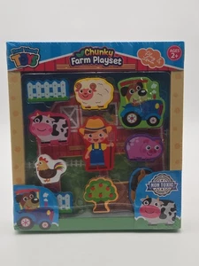 Chunky Farm Playset Wooden Toy – Real Wood Toys – Educational Toddler Puzzle Age - Picture 1 of 2
