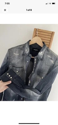 Camisa de jean Dsquared2 denim envejecido perla a presión talla 52 (mediana) Foto 1 de 4
