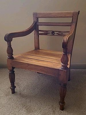 Antique Oak Arm Chair Children's Wood Carved Child Size Small Chair - Image 1 of 4