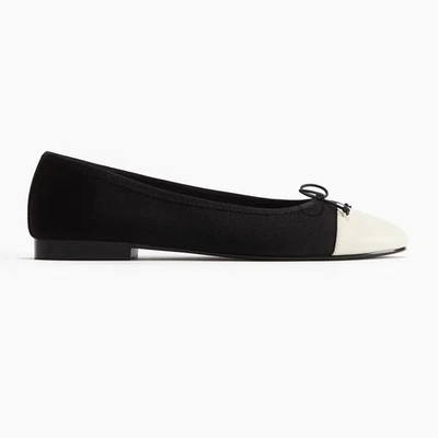 H&M Negro Crema Puntera Redonda Negro Blanco Puntera Ballet Arco Plano 37 1219404016 Foto 1 de 4