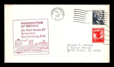 DR JIM STAMPS US COVER FIRST AIR MAIL FLIGHT AM 87 SPARTANBURG SOUTH CAROLINA - Image 1 of 2