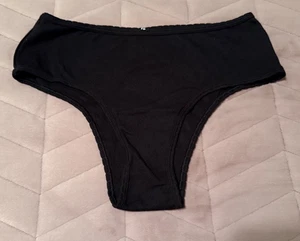 Victoria's Secret ROSA Logo Negro Algodón Corazón Pointelle Cheeky Panty ~ L ~ Nuevo con Etiquetas - Imagen 1 de 4