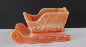 Boyd Art Glas Orange Schlacke Glas Schlitten Kerzenhalter - Bild 1 von 4