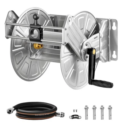 Wall Mount Garden Hose Reel Heavy Duty Stainless Steel Holds 150ft 5/8" Hose - Image 1 of 4
