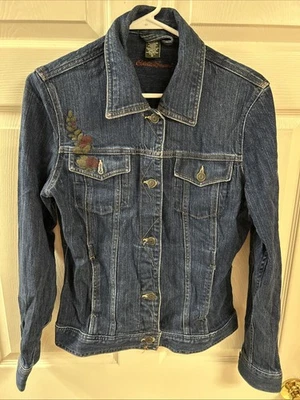 Chaqueta vaquera floral mediana alta bordada EDDIE Bauer para mujer Foto 1 de 3