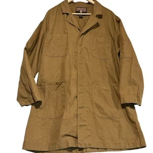 Giacca più lunga uomo Duluth Trading tela pesante sfoderata kaki scuro L abbigliamento da lavoro - Foto 1 di 13