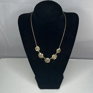 Neu mit Etikett Floral Kristall Halskette Goldkette Schmuck mit Halbedelstein Blumen - Bild 1 von 2