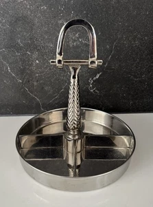 Vintage Ralph Lauren Braid Equestrian Horse Bit Triple Serving Tray Stainless - Picture 1 of 6