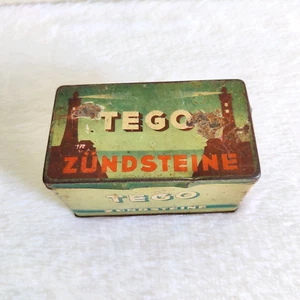 1920s Vintage Tego Zundsteine Lighter Flints Advertising Litho Tin Box Rare T352 - Picture 1 of 7