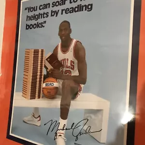 Vintage 1985 MICHAEL JORDAN Partners in Excellence Reading Poster 22x28 - Picture 1 of 7