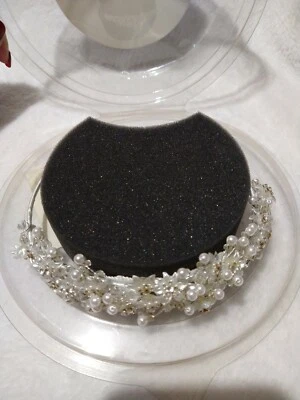 David's Bridal Tiara Flower Pearl Crystal Crown Wedding Communion Confirmation - Image 1 of 4