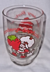 Bicchiere succo torta corta fragola 1981 saluti americani vintage - Foto 1 di 6