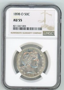 1898-O BARBER HALF DOLLAR 50C NGC AU 55 WHITE - Picture 1 of 4