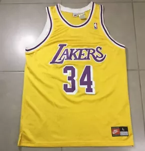 VTG Men's Nike SHAQUILLE O'NEAL Sz L SHAQ LOS ANGELES LAKERS AUTHENTIC JERSEY - Picture 1 of 11
