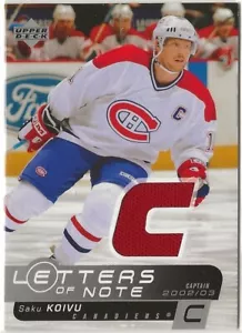 2002-03 Upper Deck Letters of Note Jerseys #LNSK Saku Koivu Montreal Canadiens - Picture 1 of 2