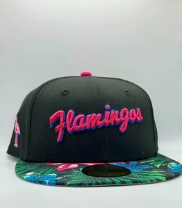NEW ERA MIAMI BEACH FLAMINGOS FLORAL TWO TONE EDITION 59FIFTY FITTED HAT 7 1/4 - Picture 1 of 4
