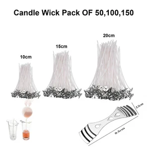 Mechas de velas preenceradas con pestañas de 10,15,20 cm de largo con velas de soporte para hacer artesanías - Imagen 1 de 12