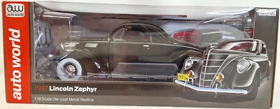 1937 Lincoln Zephyr черный 1/18 литой взрослый коллекционный подарочный автомобиль от Auto World - Изображение 1 из 4