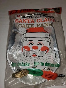 VINTAGE EZ FOIL 2 New 2 Used ALUMINUM REUSABLE SANTA CLAUS CAKE PAN Christmas - Picture 1 of 4