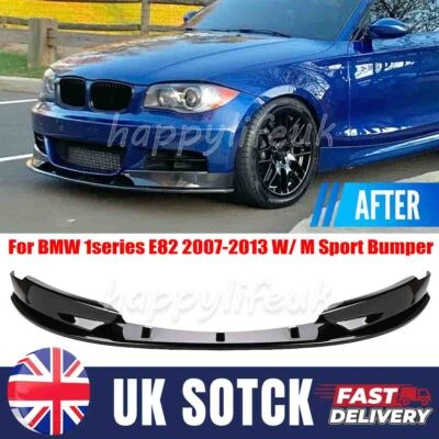 HAPPYLIFEUK Gloss Black Front Bumper Splitter Lip For BMW 1 Series E82 M Sport 2007-2013