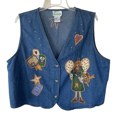 Quacker Factory Denim Angel buttondown vest  - Image 1 of 4
