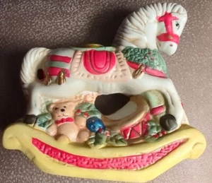 Vintage GIFTCO CHRISTMAS Rocking PORCELAIN HORSES Candle Holders FIGURINE 🎠 - Picture 1 of 10