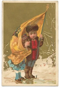Russie - Drapeau Glace  Hiver - Chromo - Trade card - Picture 1 of 2