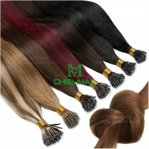 Extensiones de cabello humano ruso/indio Remy de 8"" - 30"" 1 g nano anillo de doble dibujo años 50 - Imagen 1 de 28