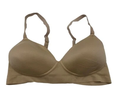 Hanes Womens Bra Large Tan Wireless Adjustable Stretch Comfort Padded, Used Good - Image 1 of 4