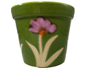 Vintage Hand Painted Italian Pottery Green Floral Flower Pot Planter Centerpiece