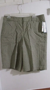 DOCKERS~PANTALONES CORTOS MARRONES A CUADROS TIRO MEDIO AJUSTE IDEAL~Mujer 10~NUEVO CON ETIQUETAS - Imagen 1 de 5