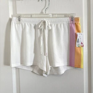PJ Salvage Pajama Shorts Ivory Rainbow Side Stripe Lounge Sleep Bottoms Size Med - Picture 1 of 3