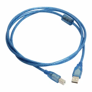 X2 USB 2.0 A B ADAPTER BLUE CABLE 1.5M ARDUINO UNO MEGA FERRITE BEAD EXPEDITE - Picture 1 of 5