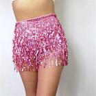Sexy Women Belly Dance Hip Scarf Belt New Glitter Sequins Tassel Skirt Wrap 2024
