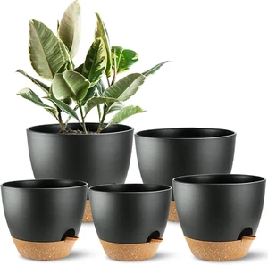 Self Watering Plants Pot with Drainage Hole, Flower Plants Pots for Indoor Plant - Picture 1 of 12
