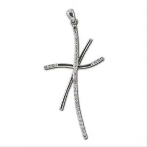 Ciondolo Pendente Croce Donna Oro 18 Kt Con Zirconi - Cz87 - Imagen 1 de 3